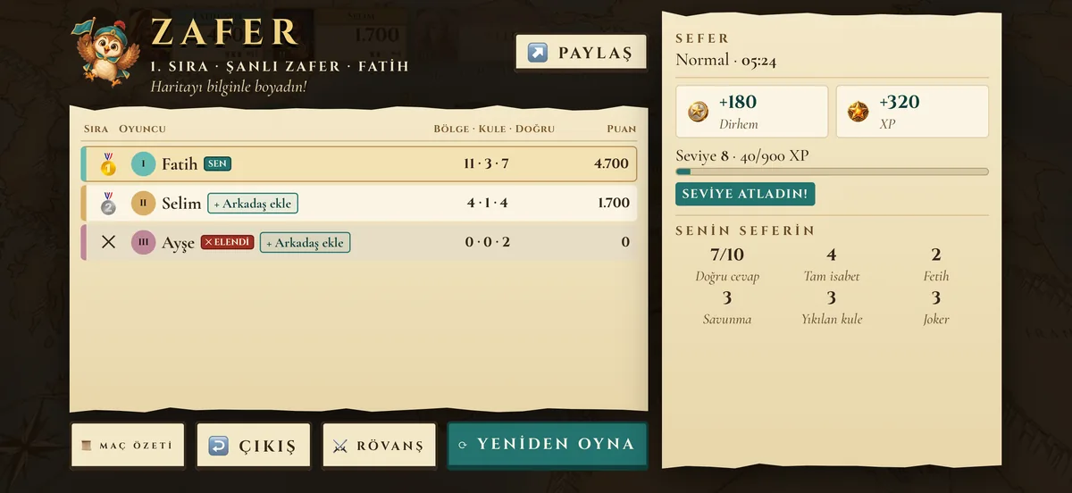 Hafıza Sarayı: victory screen