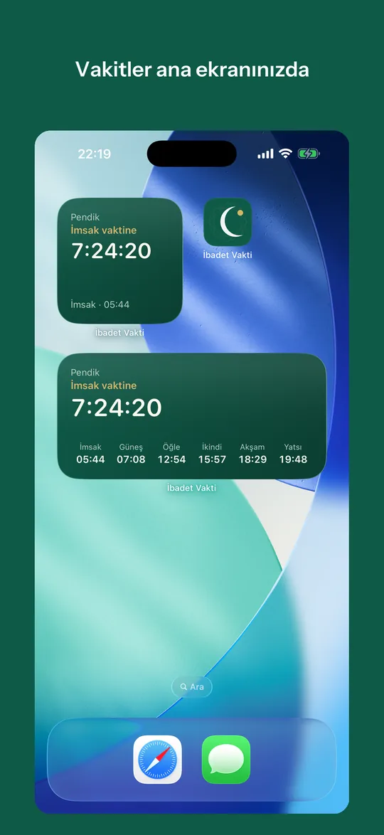 İbadet Vakti: ana ekran widget’ları